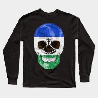 Lesotho Flag Skull - Gift for Basotho With Roots From Lesotho Long Sleeve T-Shirt